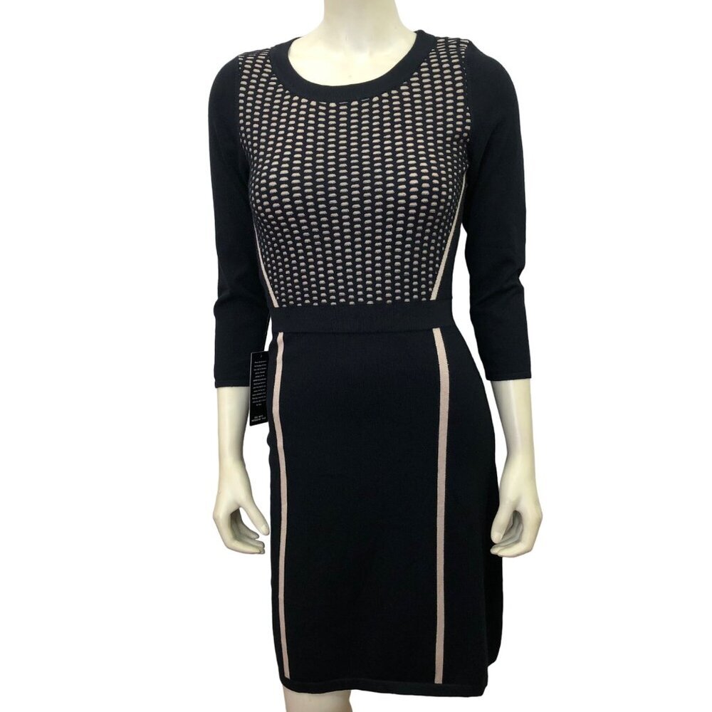 THE LIMITED 3/4 SLEEVE SWEATER‎ black /beige SHEATH DRESS SM NWT